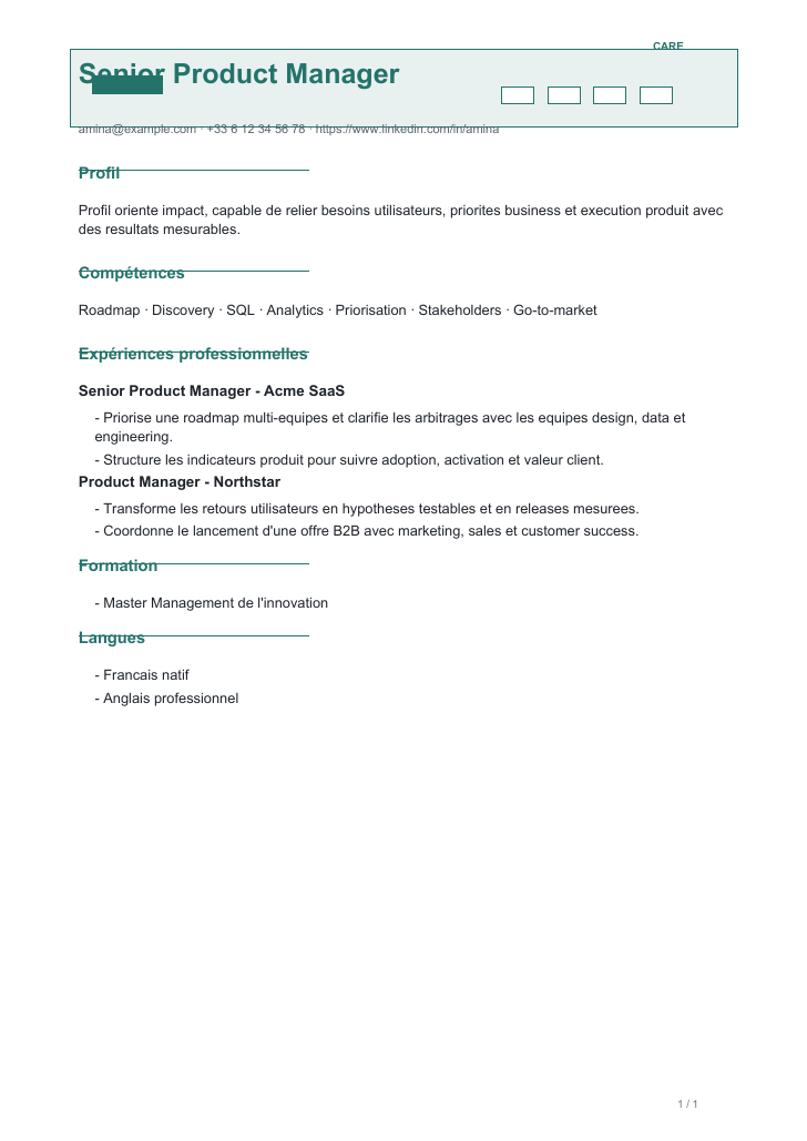 Modele de CV Care & Education