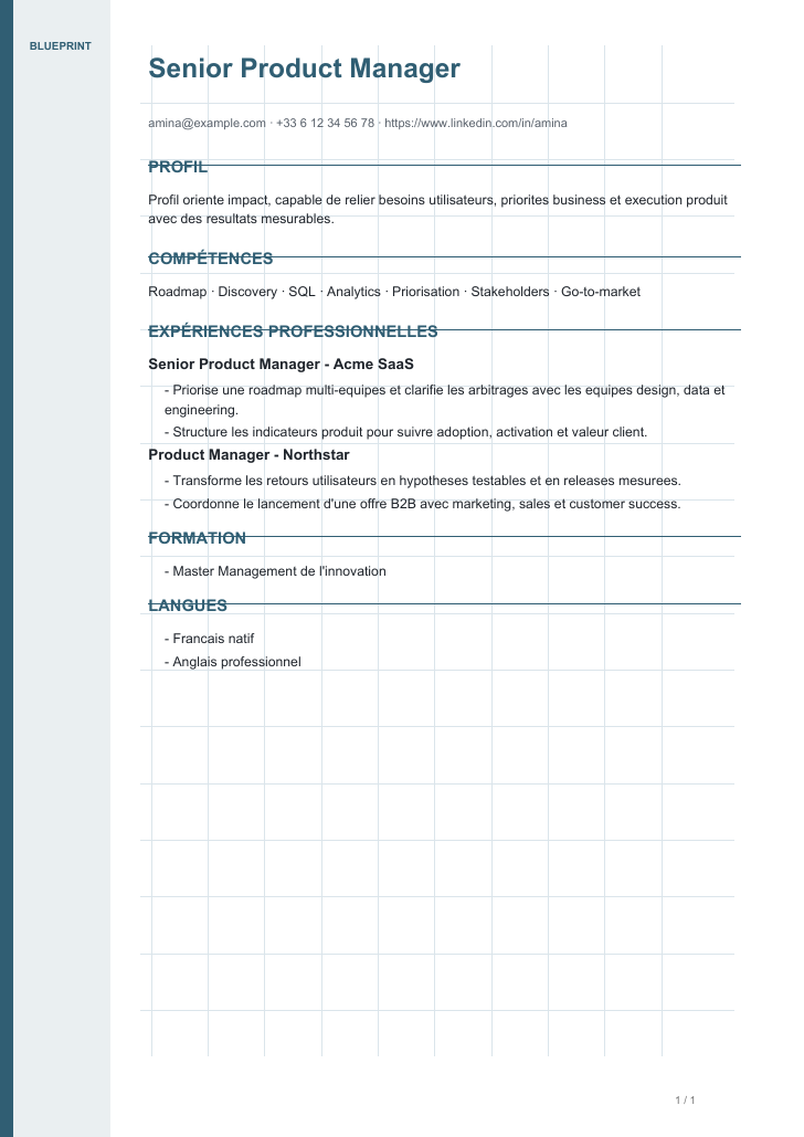 Modele de CV Engineering Blueprint
