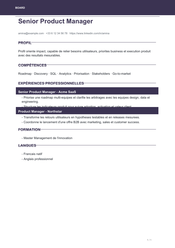 Modele de CV Executive